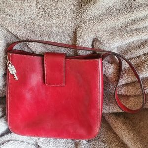Fossil Red Leather Shoulder Bag